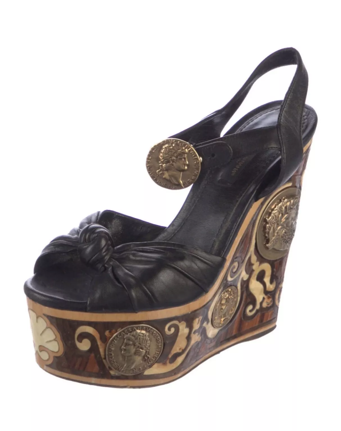 DOLCE & GABBANA Intarsia wood wedge heels