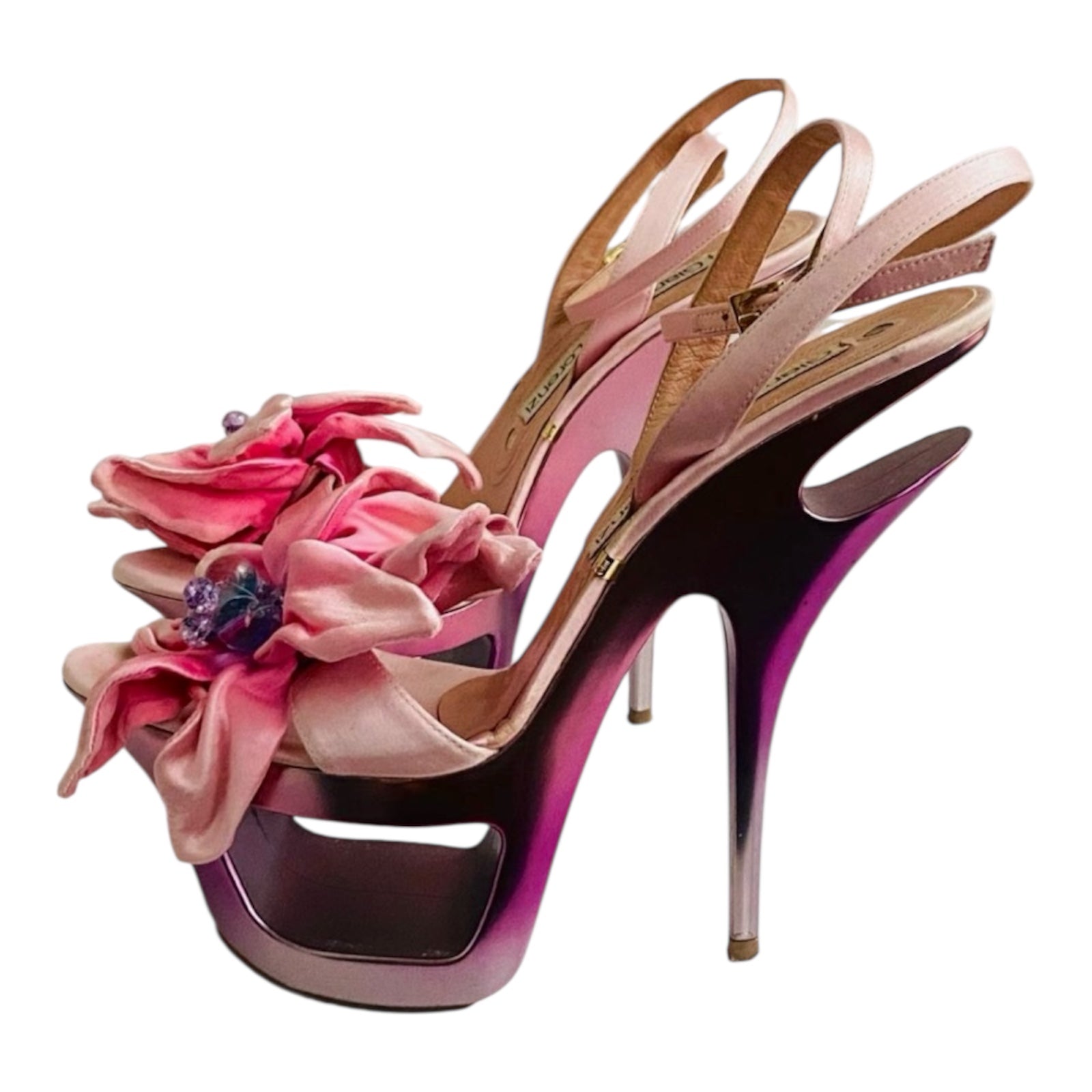 GIANMARCO LORENZI flower platform heels