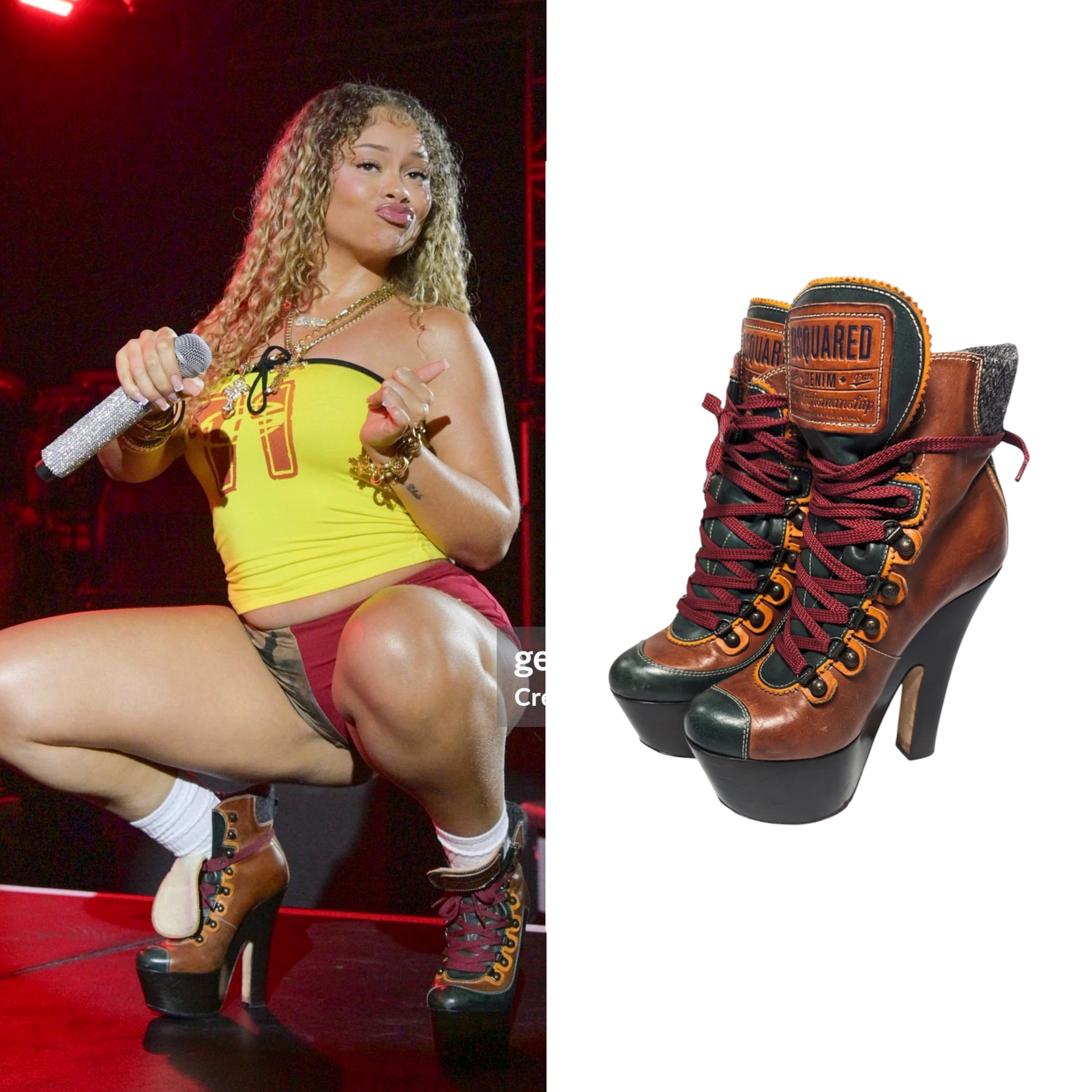 DSQUARED2 brown lace-up platform ankle boots