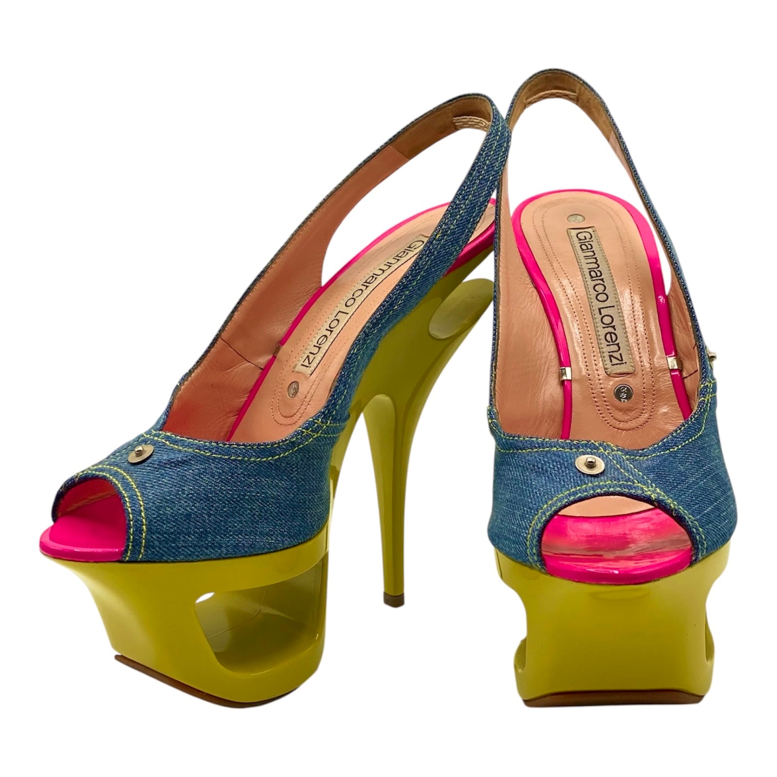 GIANMARCO LORENZI denim platform heels