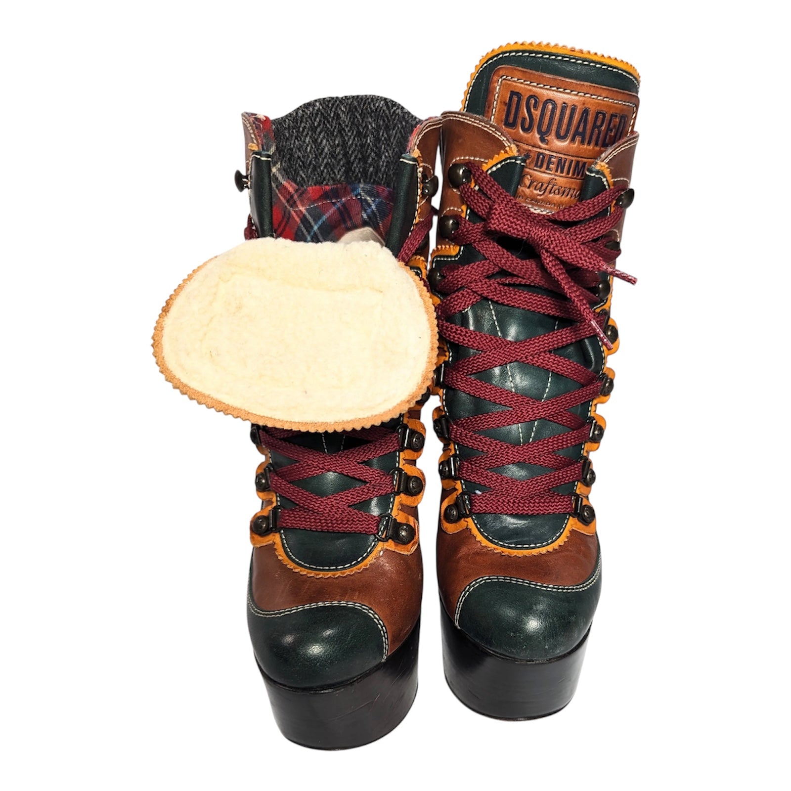 DSQUARED2 brown lace-up platform ankle boots
