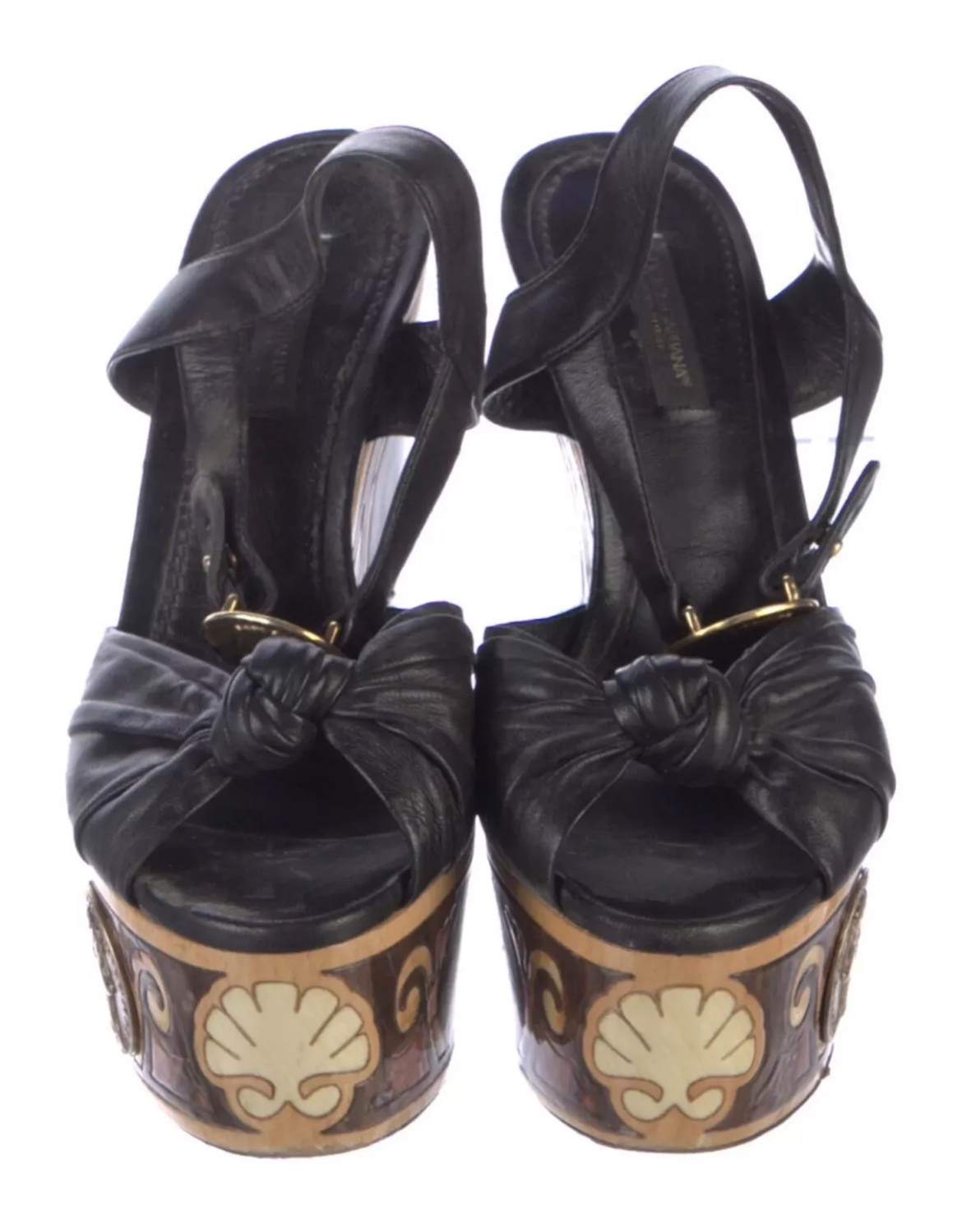 DOLCE & GABBANA Intarsia wood wedge heels
