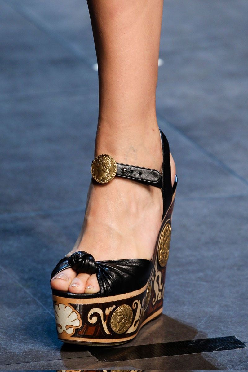 DOLCE & GABBANA Intarsia wood wedge heels