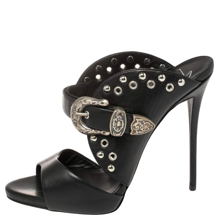 GIUSEPPE ZANOTTI studded buckle slide sandals