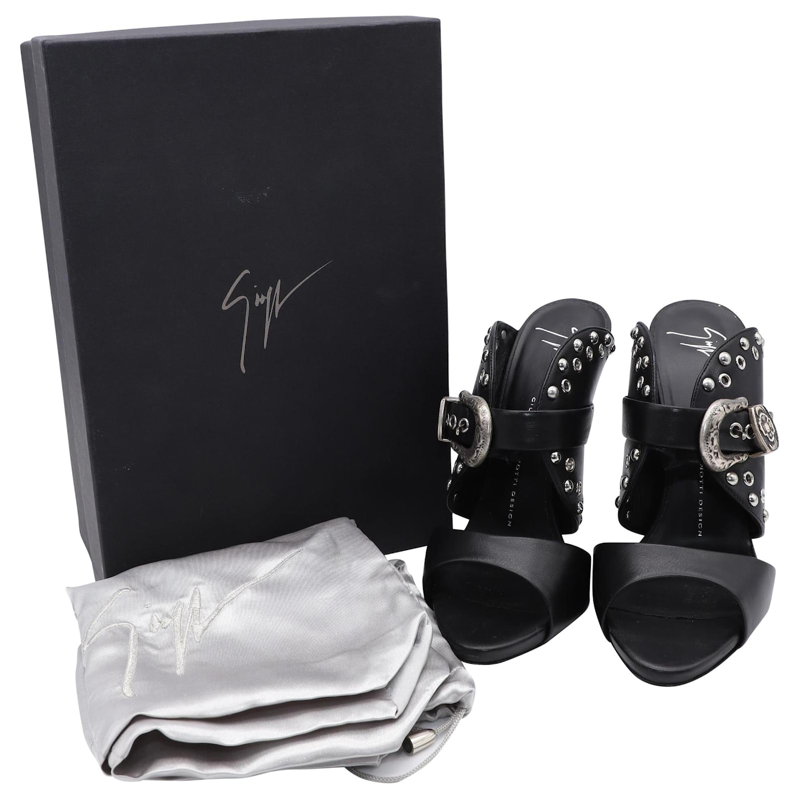 GIUSEPPE ZANOTTI studded buckle slide sandals