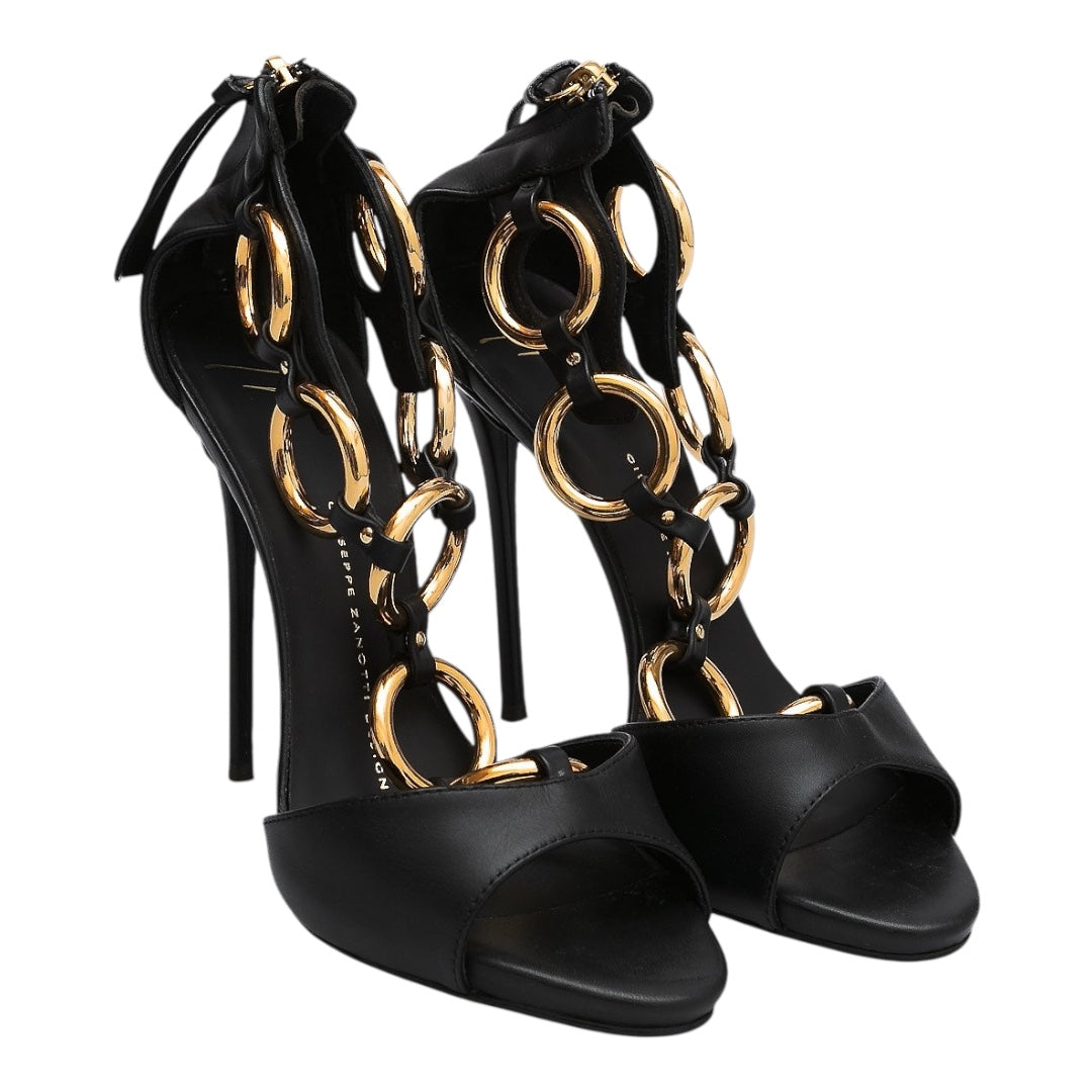 GIUSEPPE ZANOTTI black and gold sandals