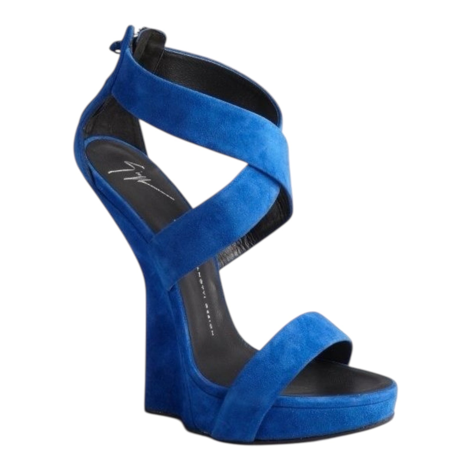GIUSEPPE ZANOTTI blue suede wedges