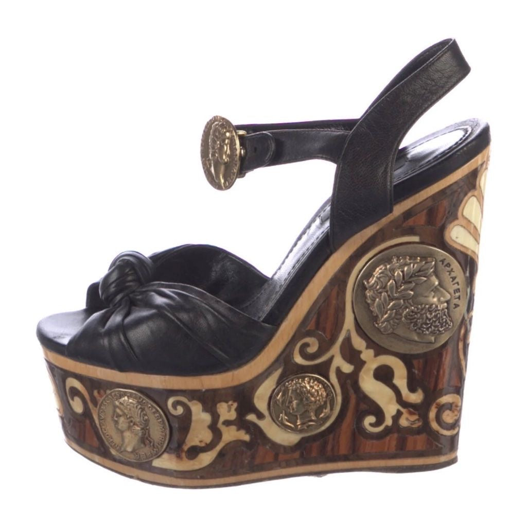DOLCE & GABBANA Intarsia wood wedge heels