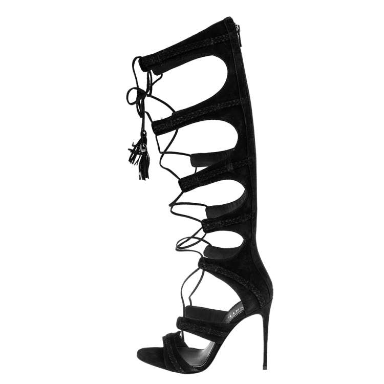 LE SILLA black suede gladiator heels