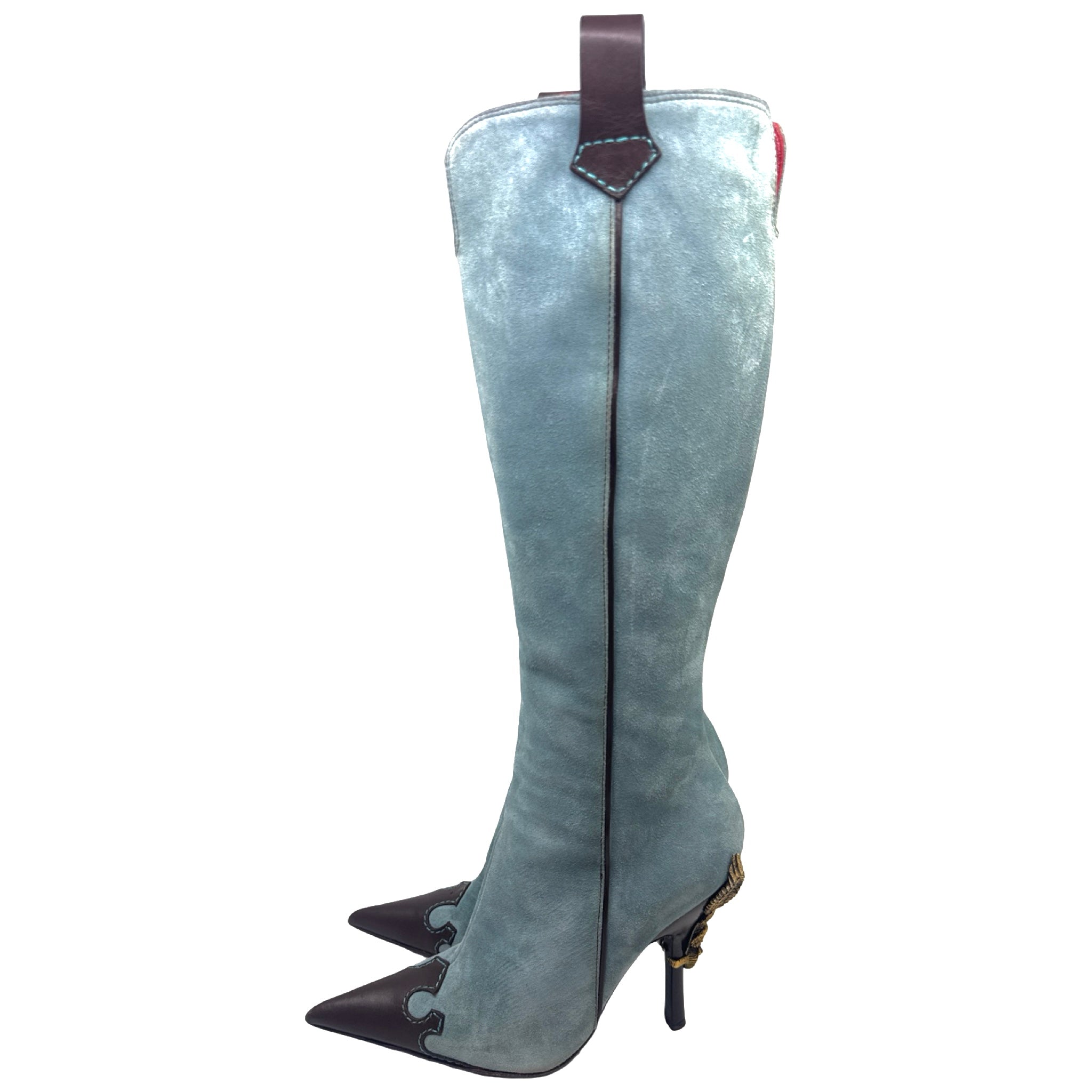VICINI Blue Suede Knee-High Boots
