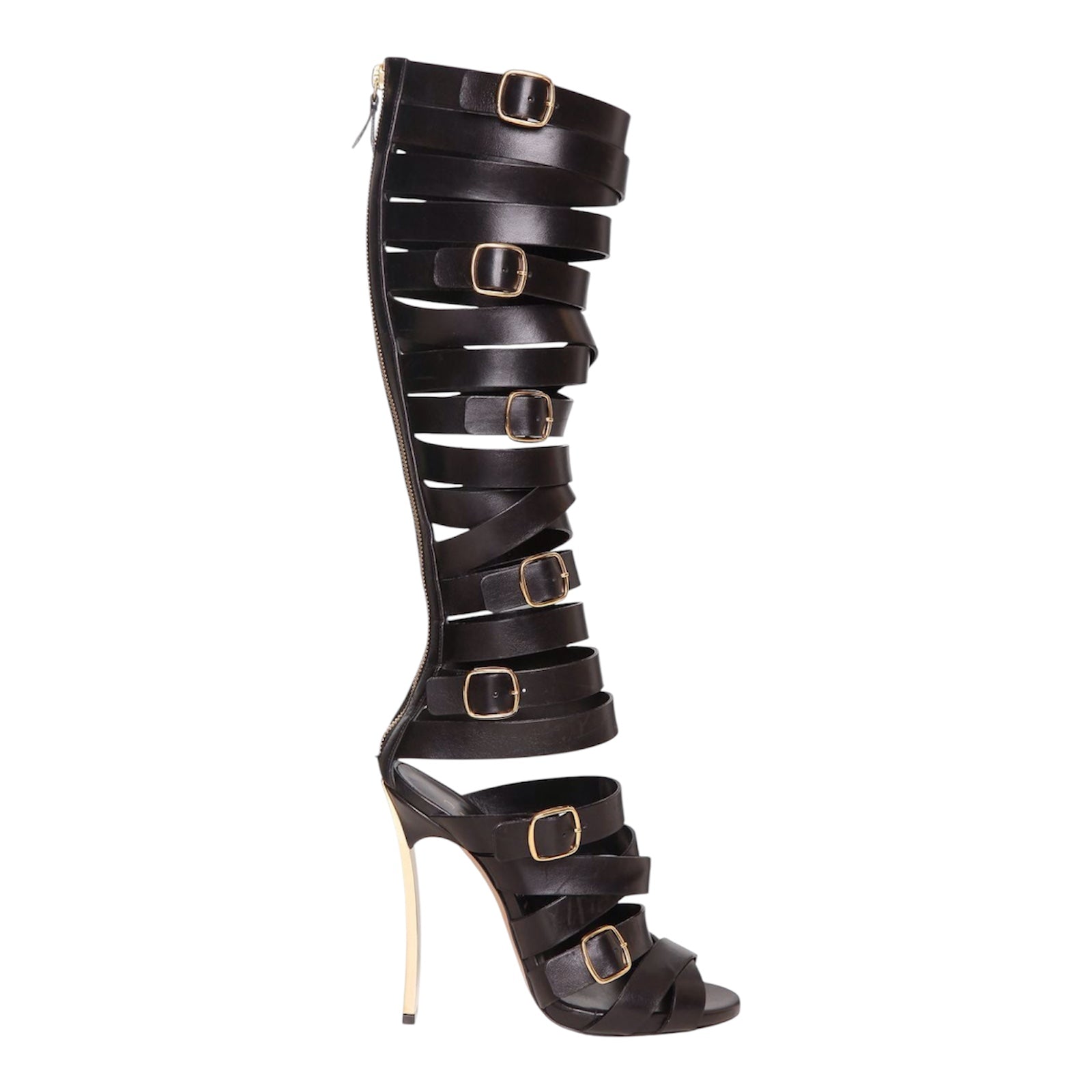 CESARE CASADEI Gladiator black and gold heel