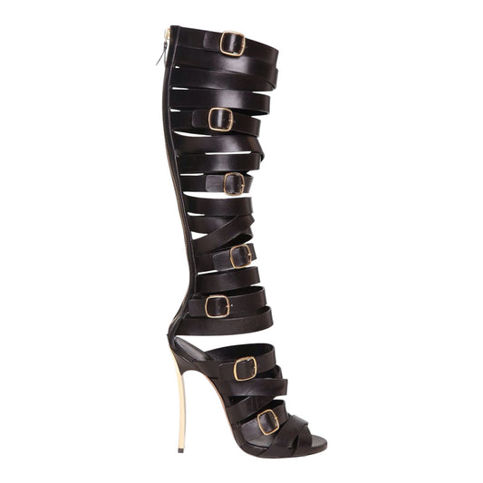 CESARE CASADEI Gladiator black and gold heel