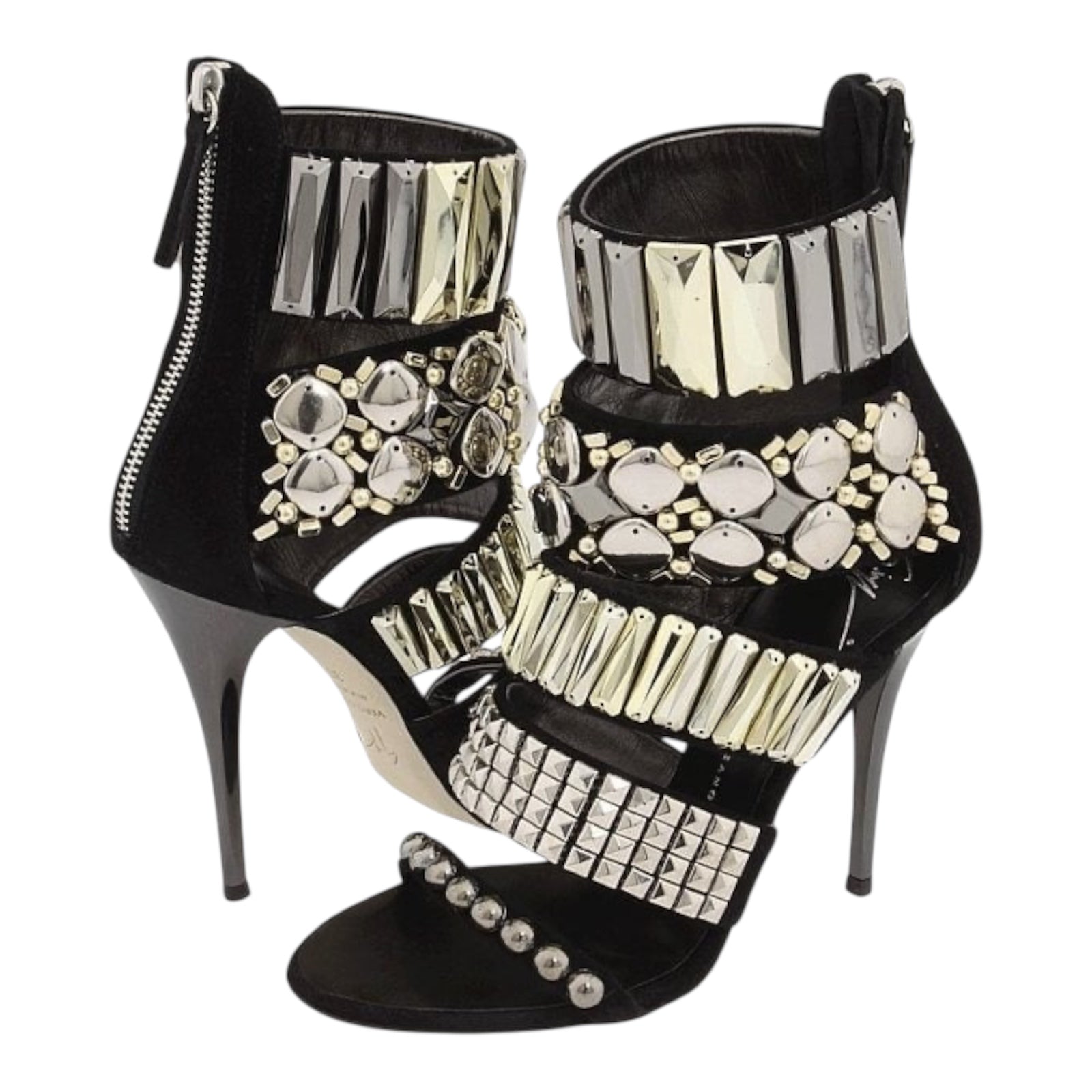 GIUSEPPE ZANOTTI 2010 black embellished suede heels