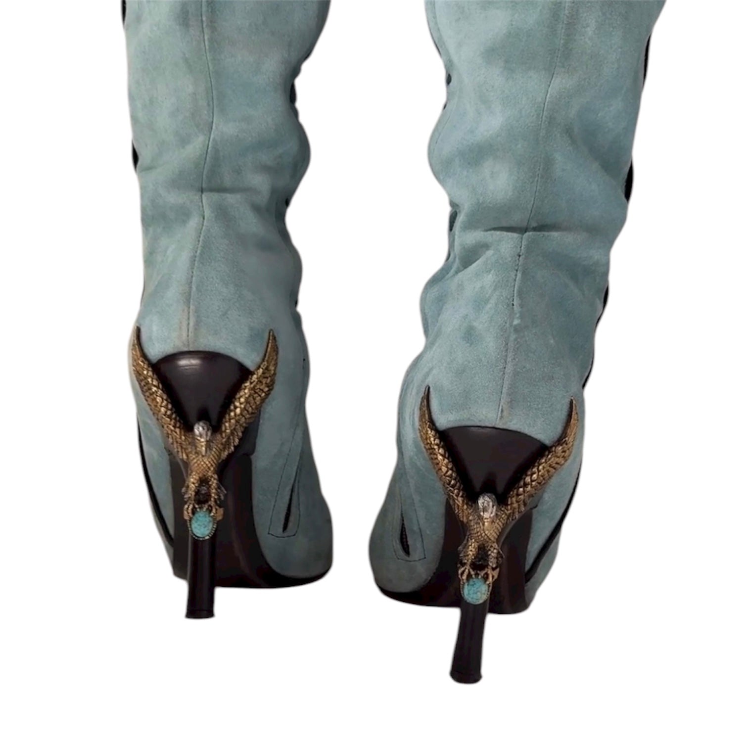 VICINI Blue Suede Knee-High Boots