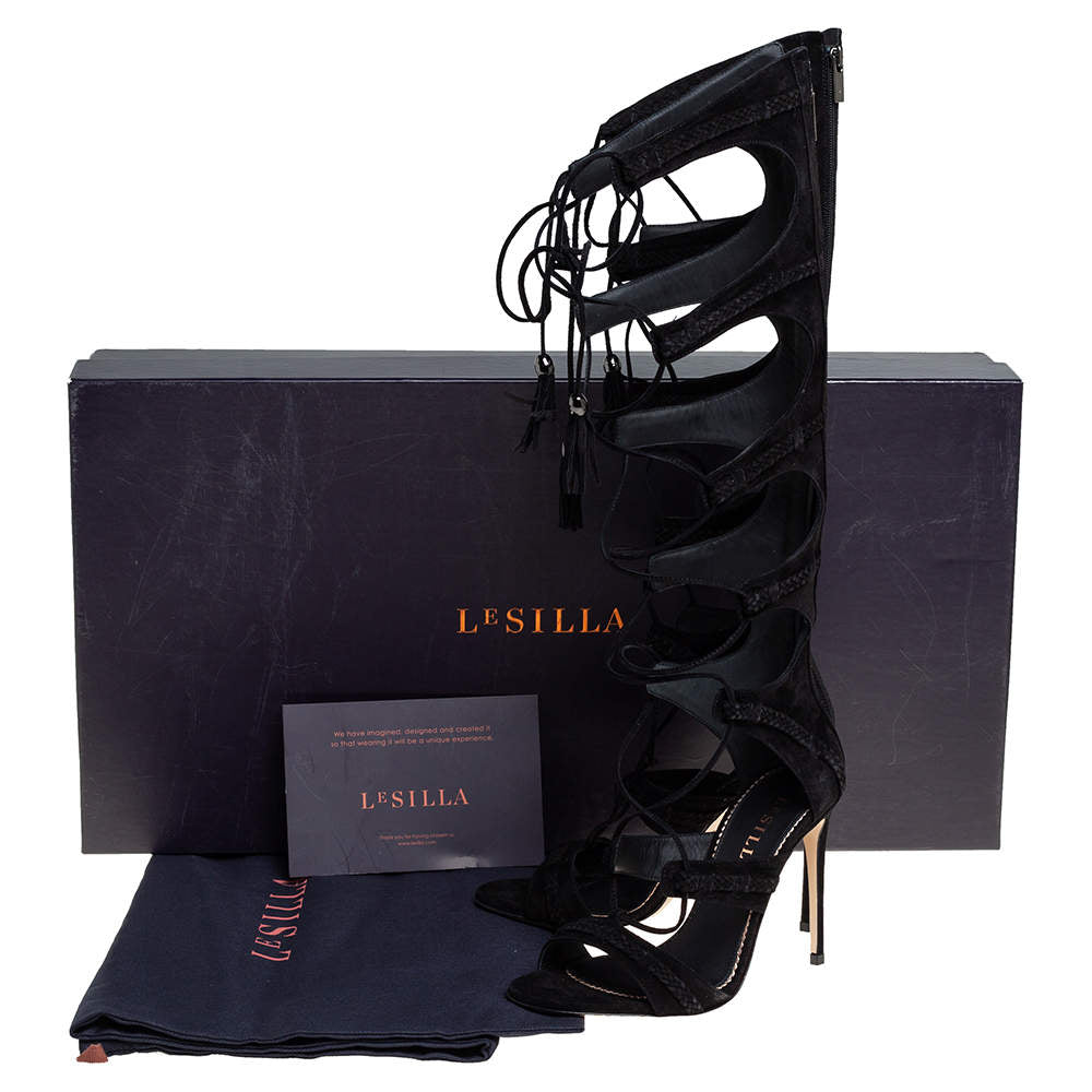 LE SILLA black suede gladiator heels