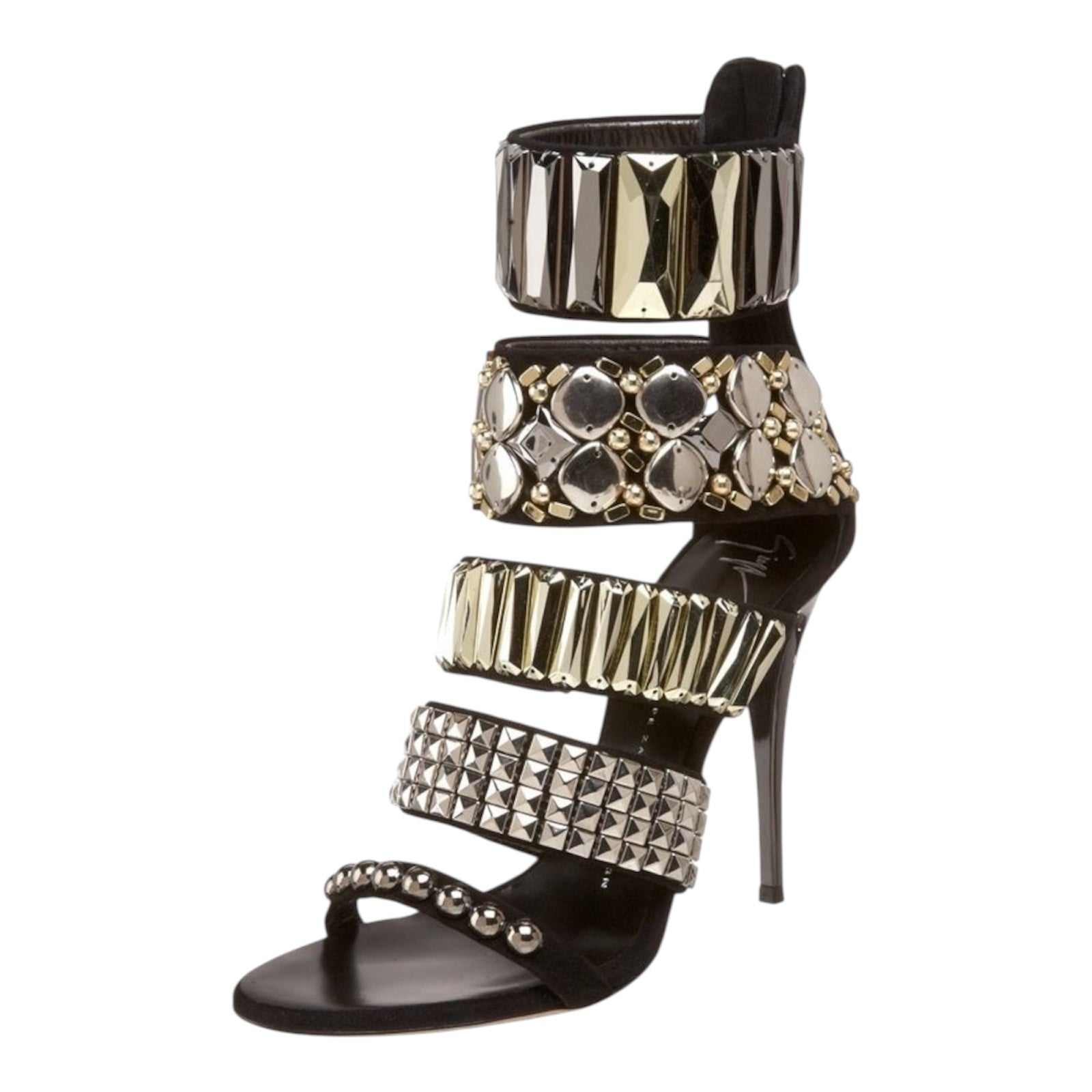 GIUSEPPE ZANOTTI 2010 black embellished suede heels