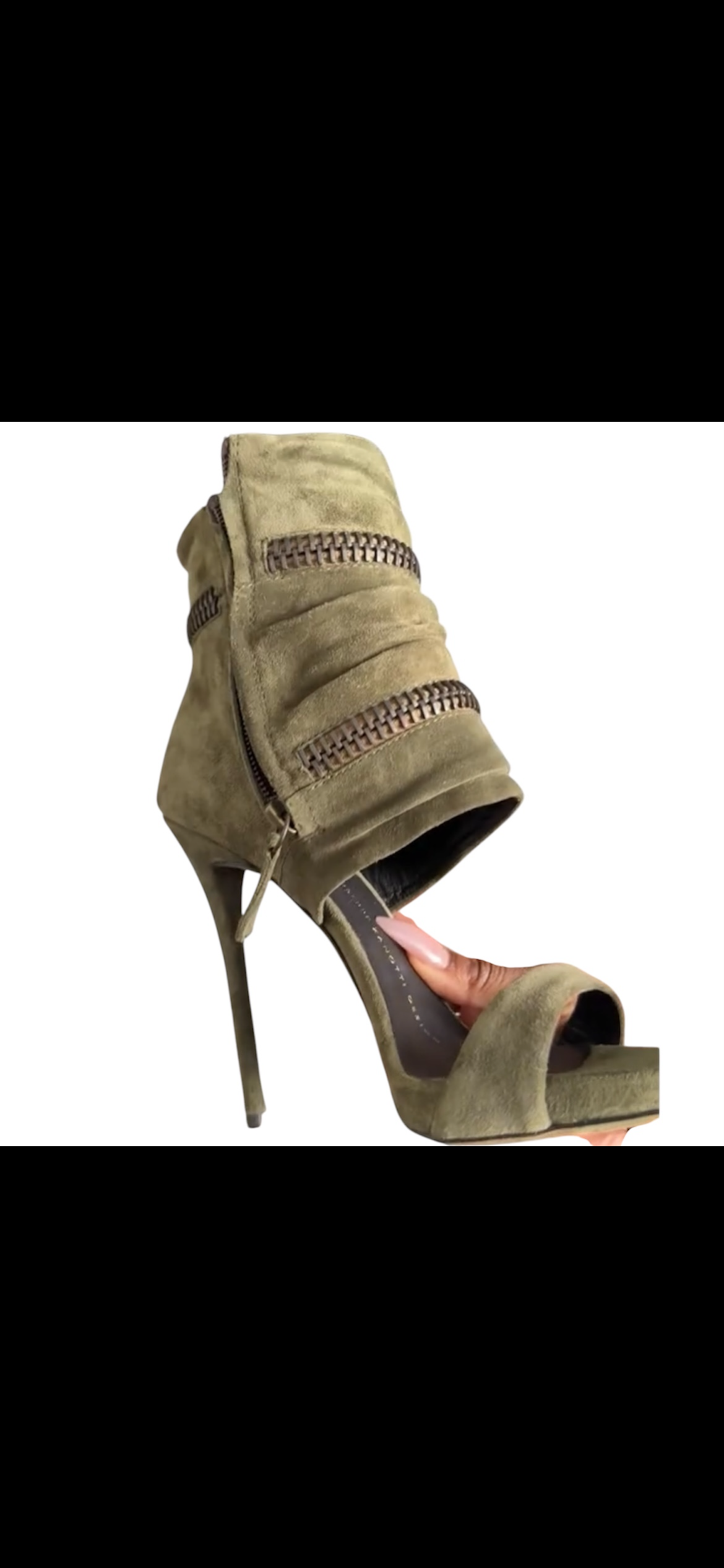 GIUSEPPE ZANOTTI suede cage heels