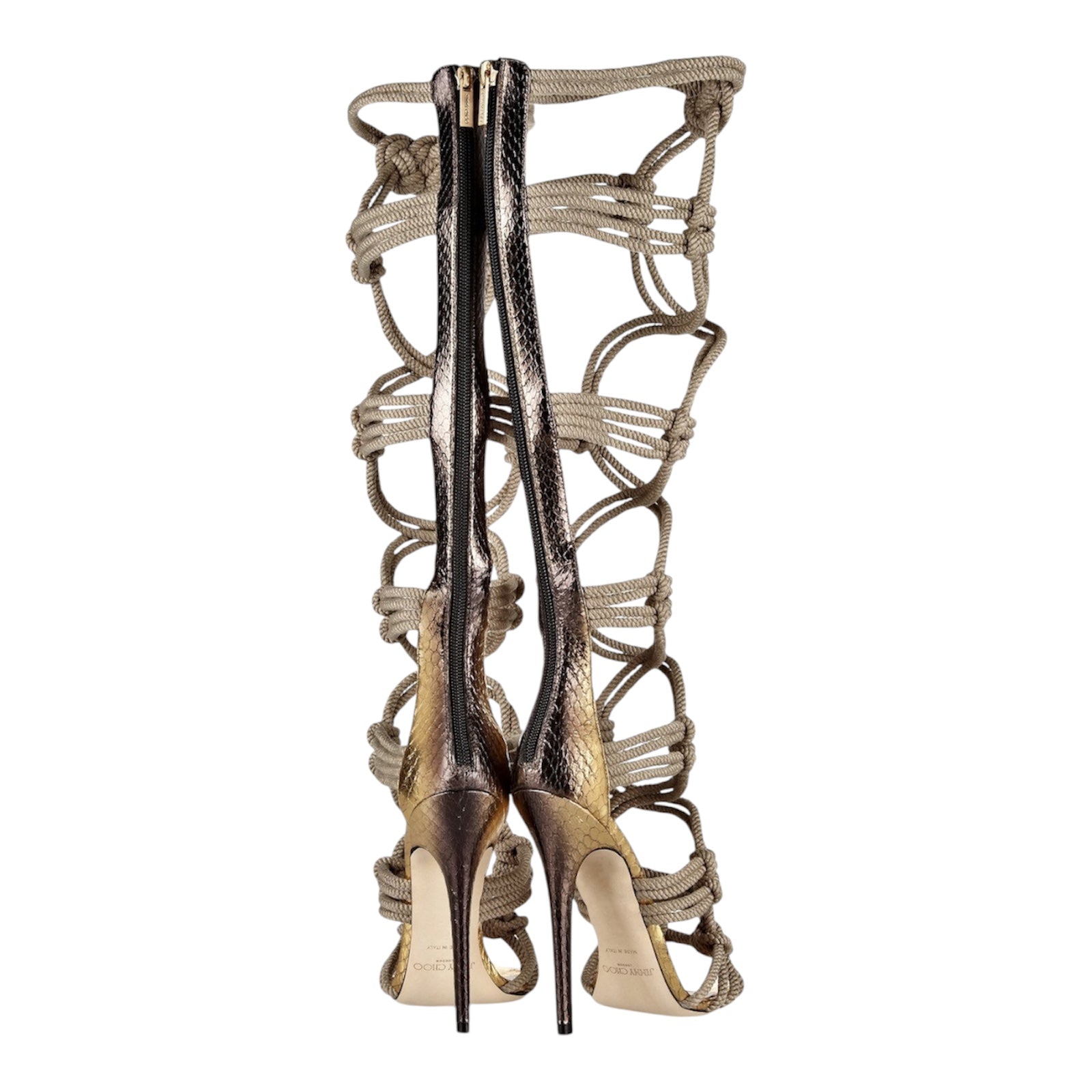 JIMMY CHOO Keane python gladiator rope heels