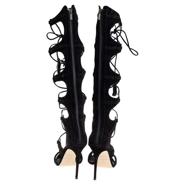 LE SILLA black suede gladiator heels