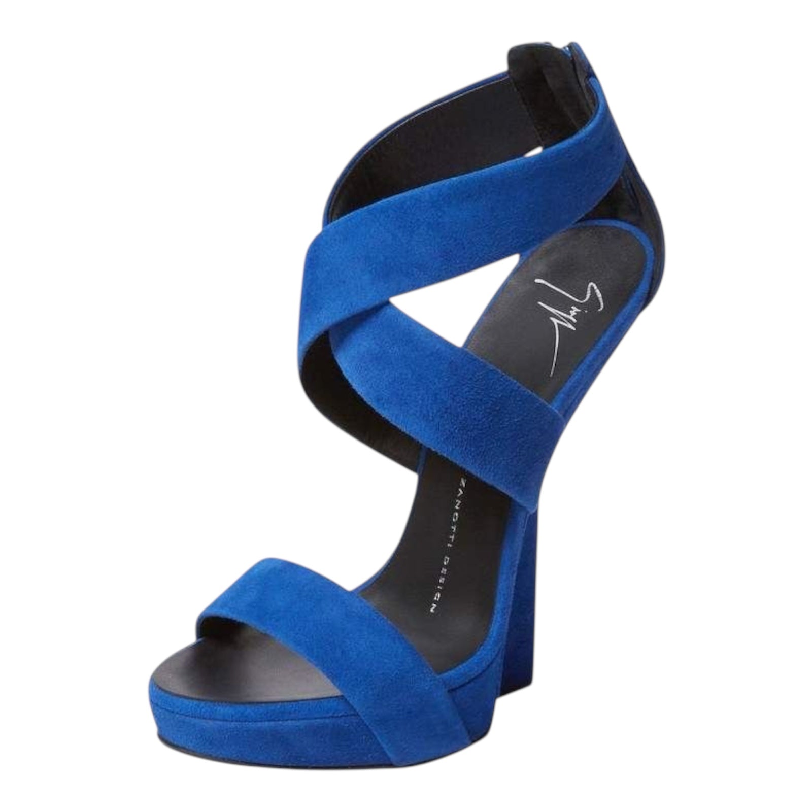 GIUSEPPE ZANOTTI blue suede wedges