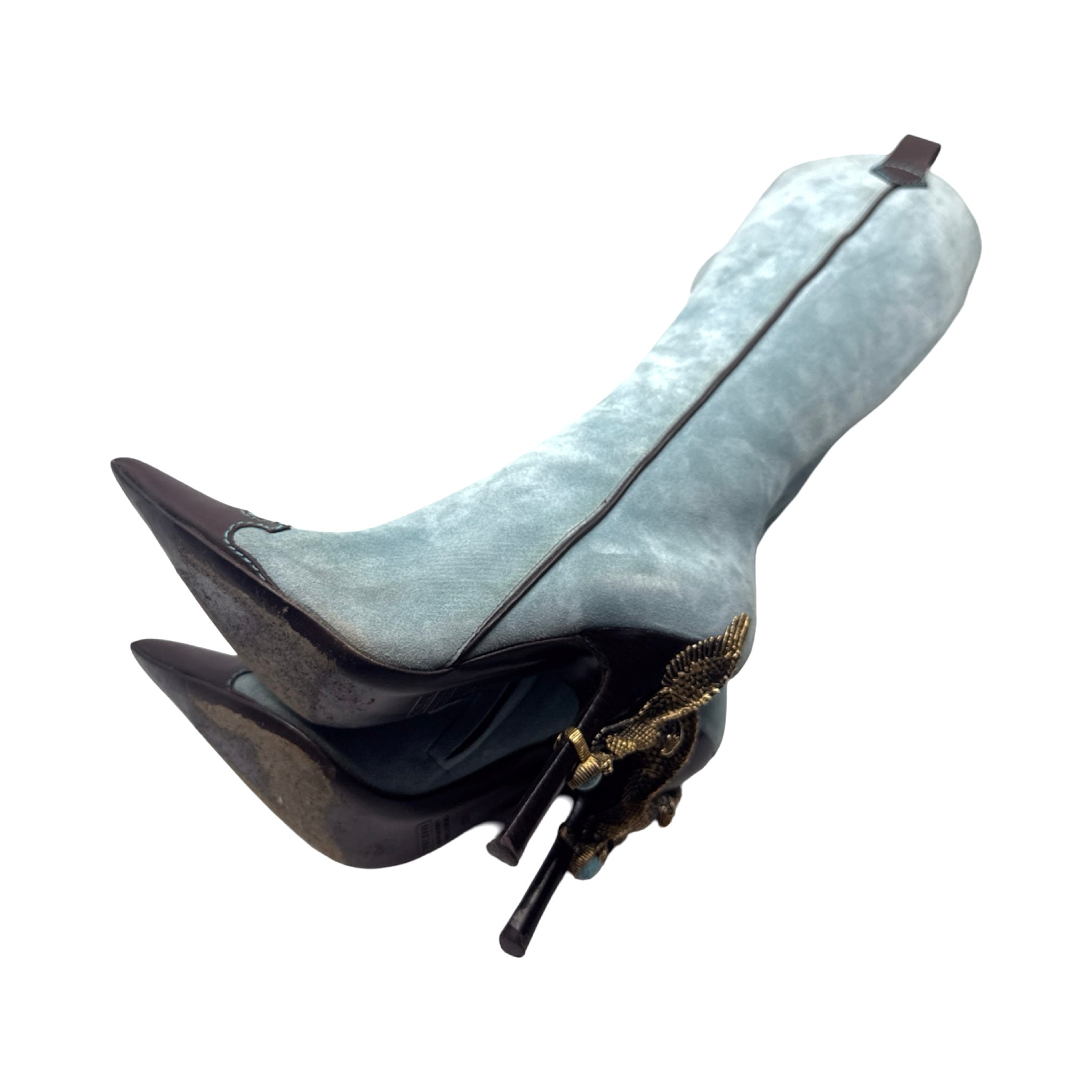 VICINI Blue Suede Knee-High Boots