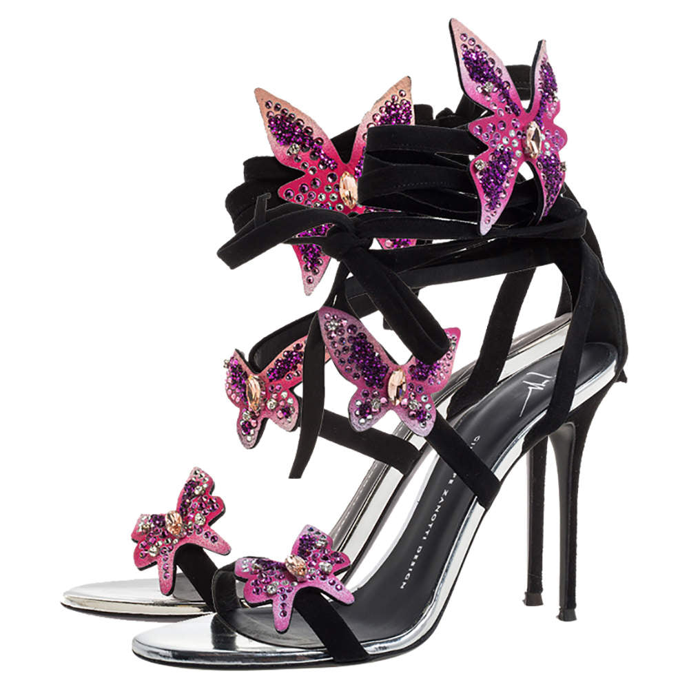 GIUSEPPE ZANOTTI butterfly suede sandals