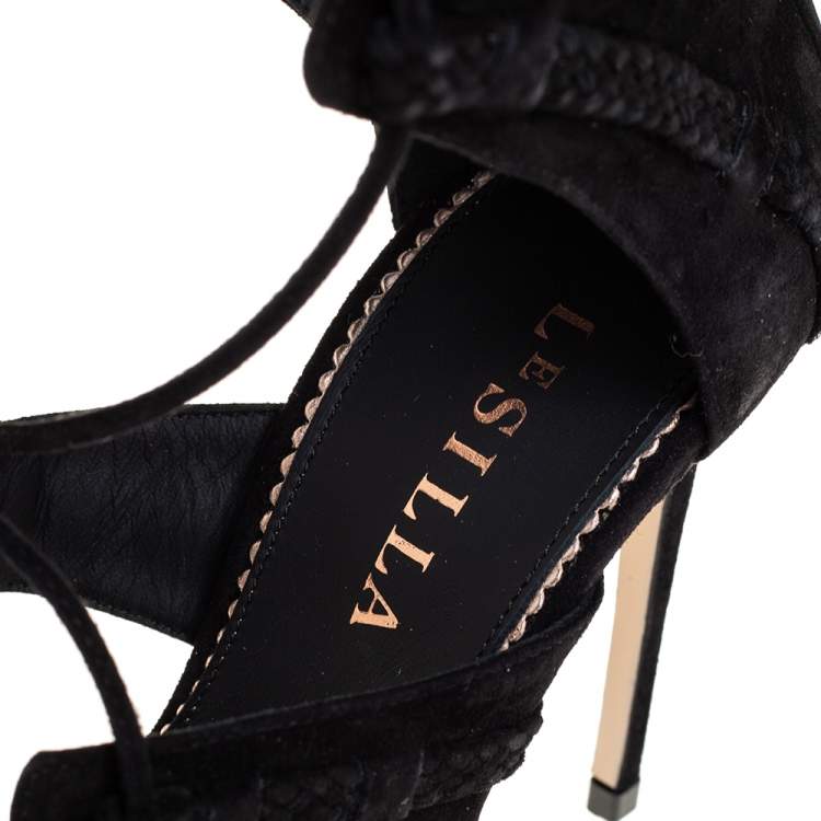 LE SILLA black suede gladiator heels