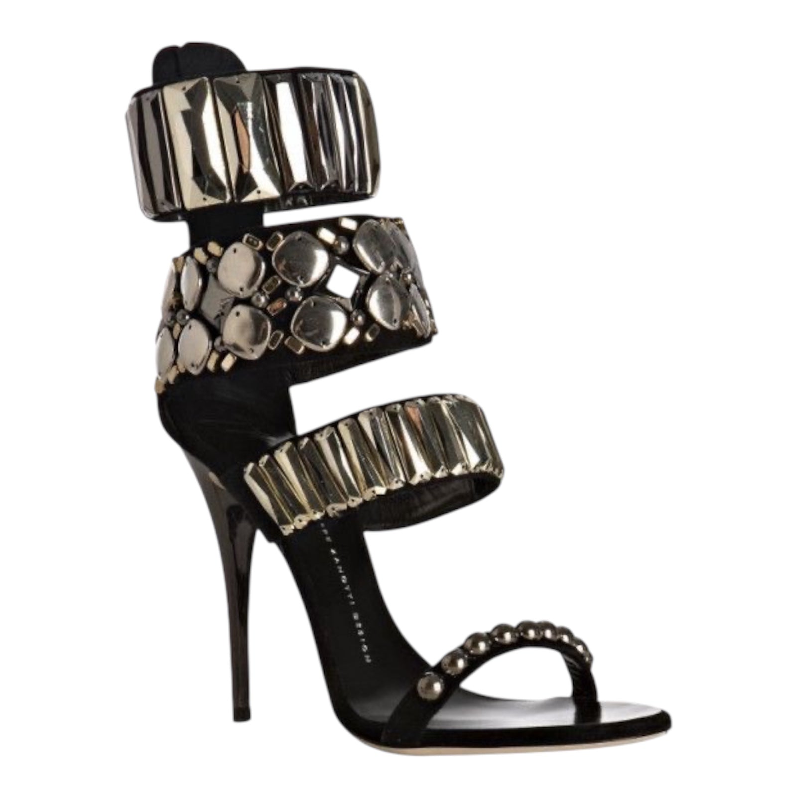 GIUSEPPE ZANOTTI 2010 black embellished suede heels