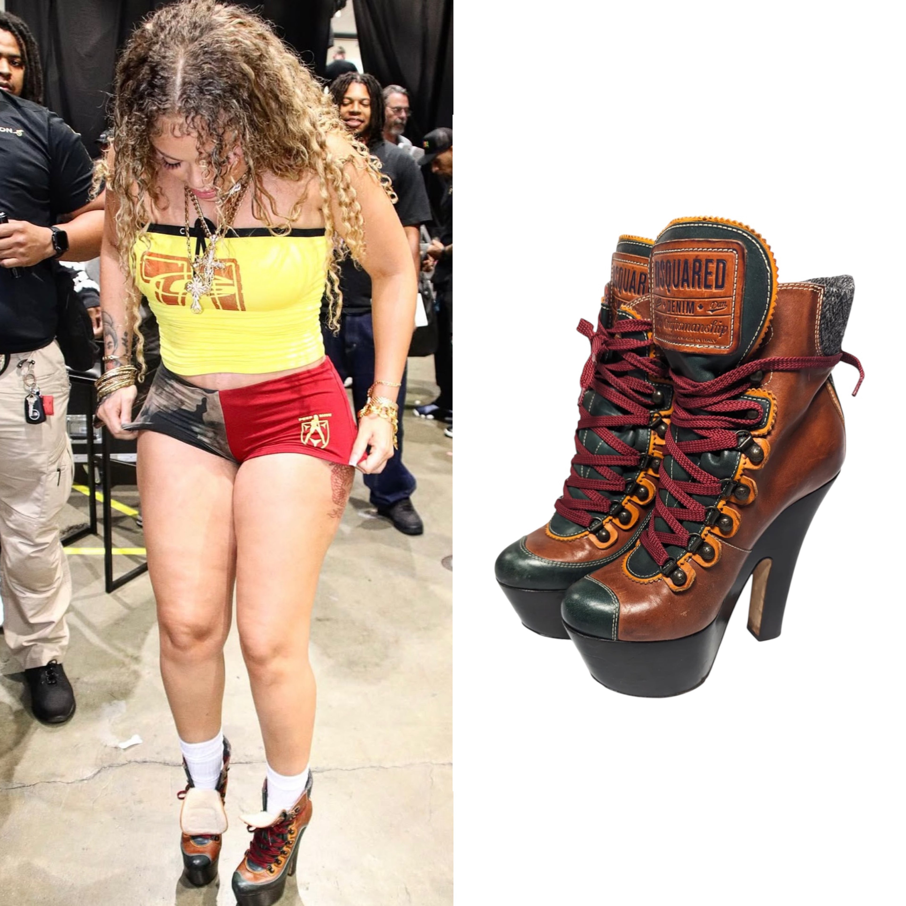 DSQUARED2 brown lace-up platform ankle boots