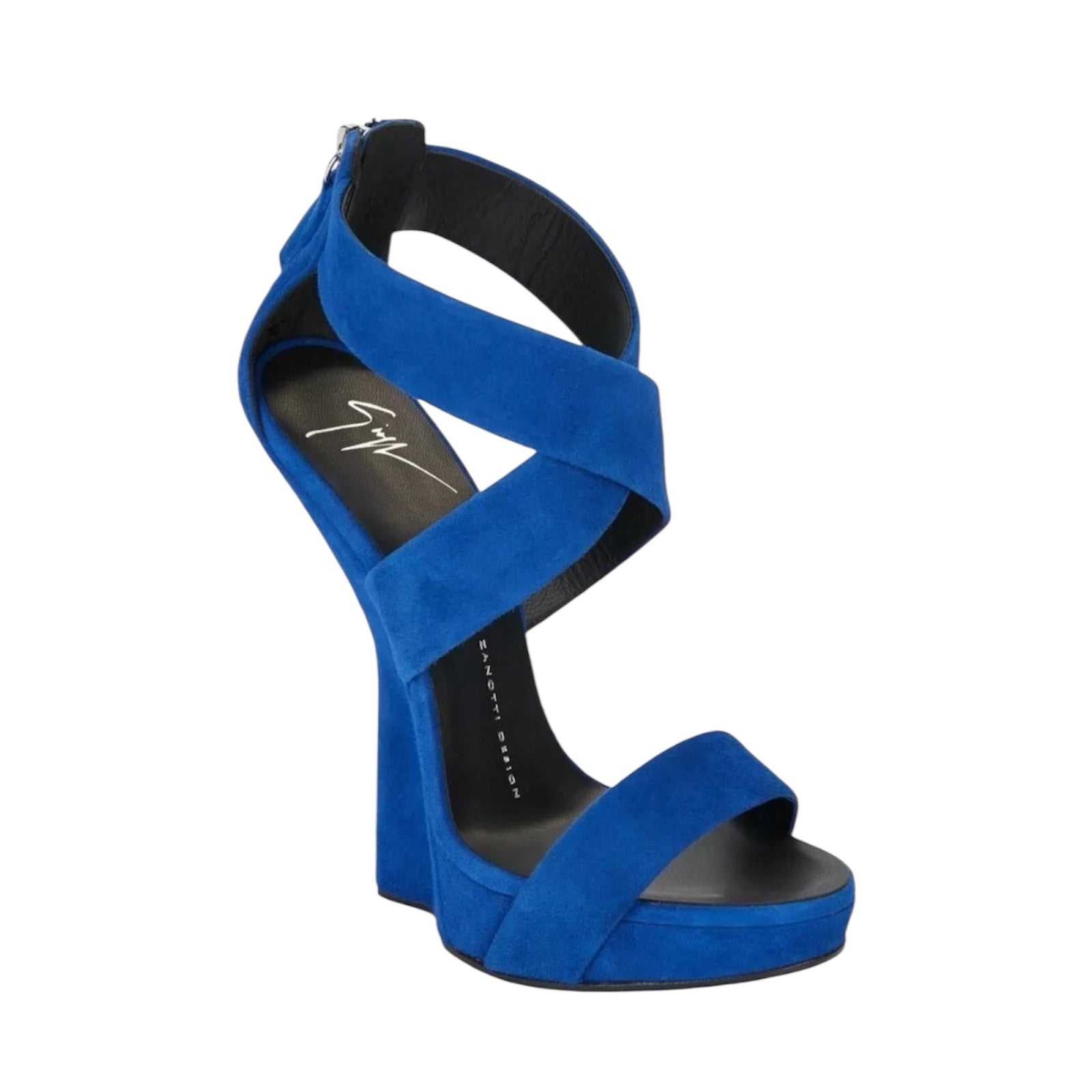 GIUSEPPE ZANOTTI blue suede wedges
